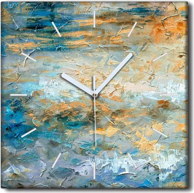 Produktbild von Coloray Uhr auf Leinwand 30x30 cm Wand Uhr Dekoration Wohnzimmer Segeltuch weiße Zeiger -Kunst Abstraktion.