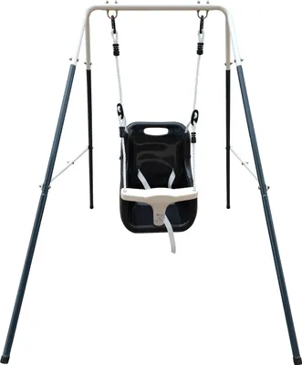 Produktbild von AXI Babyschaukel mit Gestell aus Metall in Grau & Weiß für den Garten | Outdoor Schaukel für Babys und Kleinkinder | Für Kinder ab 9 Monate |