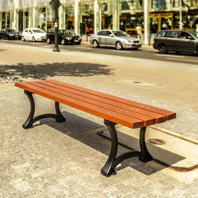 Produktbild von REKORD LODZKA BO Mahagoni Gartenbank 170x45x40,5 cm Holz & Gusseisen Wetterfeste Parkbank für Garten Terrasse & Balkon