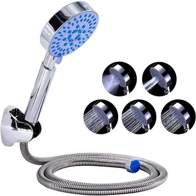Produktbild von Unyqoos® Wassersparende Duschkopf mit einstellbaren Funktionen und Edelstahl-Schlauch