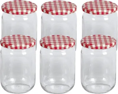 Image de EMSY Schraubdeckelglas mit 82mm TO-Deckel kariert 540 ml 6er Pack 121677 4012699590546