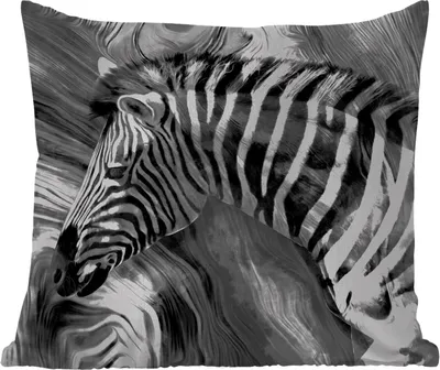 Produktbild von MuchoWow® Outdoor Kissen - Gemälde - Ölfarbe - Zebra - Tiere - Schwarz - Weiß - 45x45 cm - Wetterfest - Lounge Kissen - Fotokissen - Dekoratives Kissen