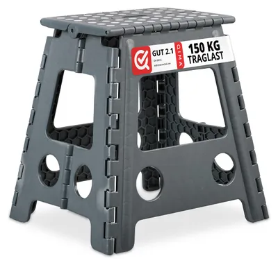 Produktbild von Relaxdays Klapphocker faltbar, Camping Hocker, großer Badhocker, bis 150 kg, Kunststoff, HxBxT: 39 x 39 x 32 cm, grau, KI-generiertes Bild