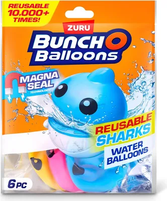 Produktbild von Bunch O Balloons Wiederverwendbare Hai-Wasserballons (6er-Pack), Wasserballons, Mehrfarbig, 3 Jahr(e), 6 Stück(e)
