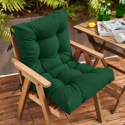 Produktbild von Gartenstuhlauflage Sitzkissen Stuhlkissen,UV-Lichtecht Wasserdicht Stuhlauflage, Indoor und Outdoor Auflage Polsterauflagen Stuhlkissen,Dunkelgrün,106x53cm