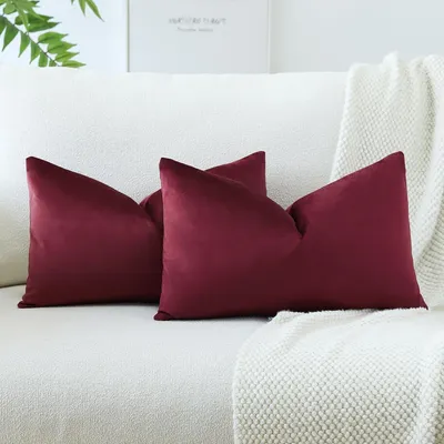 Produktbild von Set mit 2 weichen, samtartigen Kissenbezügen, einfarbig, 30 x 50 cm. Dekorative Kissenbezüge, weiche Lendenkissenbezüge, ideal für Sofa und Wohnzimmerdekoration. Kissenbezüge für das Sofa