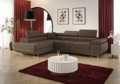 Produktbild von Ecksofa Schlafsofa Sofa MONARO Stoff Monolith Braun Ottomane Links