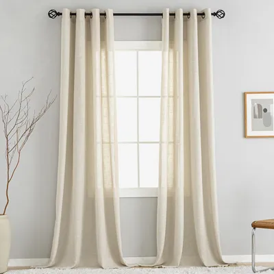 Immagine prodotto di Solidchoice - Set di 2 tende in lino con passanti, 245 x 140 cm, color beige