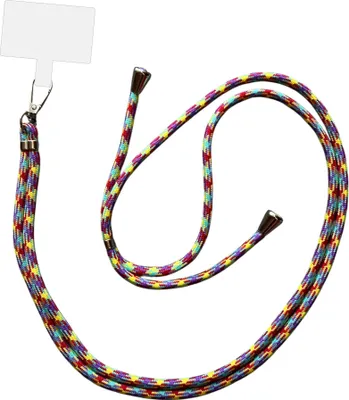 Zdjęcie produktu dla Smartphonica Phone Cord Universal - regulowany, odłączany przewód do telefonu komórkowego - 150 CM - Łańcuszek do telefonu Rainbow