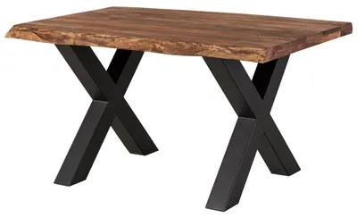 Immagine prodotto di MASSIVMOEBEL24 | FREEFORM 5 tavolo da pranzo in legno di sheesham - verniciato grigio / gambe in ferro X antracite matt 160x90