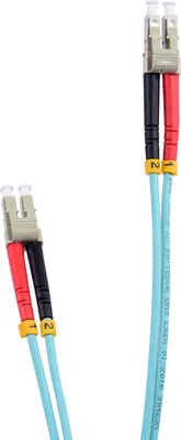 Produktbild von TPFNet LWL Patchkabel, 50/125µm, OM3-Faser, Duplex LC/LC, türkis, 15m