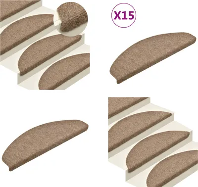 Produktbild von vidaXL Treppenmatten Selbstklebend 15 Stk. Creme 65x21x4cm Nadelvlies - Treppenmatte - Treppenmatten - Stufenmatte - Stufenmatten