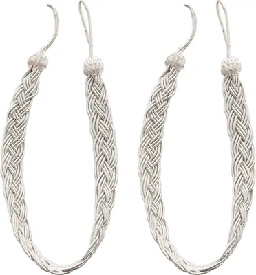 Produktbild von Handgestrickte Gardinenhalter mit Kordel, einfache Art von Gardinenhaltern und Zubehör, elegante Gardinenhalter mit Metallhaken für Heim- und Bürogardinen