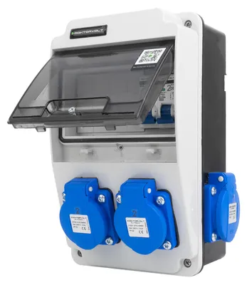 Produktbild von Wandverteiler XS 16A 2x230V IP44 kompakter Stromverteiler mit Leitungsschutzschalter Komplett Verdrahtet Doktorvolt DV-6517-D