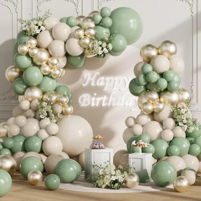 Productafbeelding van Ballonketting, saliegroen, 155 stuks, decoratieset