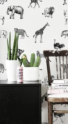Produktbild von Coloray Fototapete 152x104 cm Latextapete Magicstick - Utensilien Safari Tiere Elefant Giraffe Afrika Wild