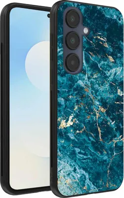 Produktbild von Geeignet für Samsung Galaxy S25 FE Handytasche mit Marmordruck - TPU zurück Abdeckung Fall blau Marmor Design - Blau - Smartphonica