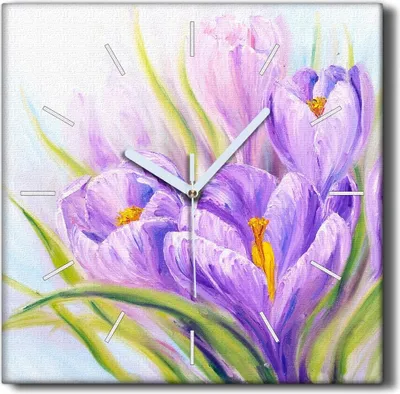 Produktbild von Coloray Hodiny Unikátní 30x30 cm  Tiché hodiny Pro obývací pokoj a kuchyň Nástěnné hodiny Plátno Černé ručičky hodin - Květiny rostliny příroda