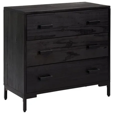 Zdjęcie produktu dla vidaXL Komoda z szufladami czarna 75x35x70 cm lite drewno sosnowe