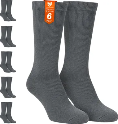 Produktbild von ISOSocken 2,3 TOG Thermosocken 6er Paar – extra warme, flauschige Wintersocken Herren Damen, Farbe:Grau, Größe:39-42