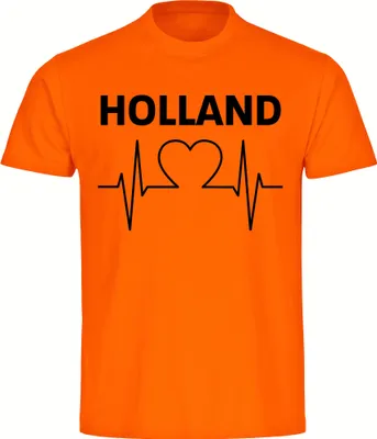 Produktbild von multifanshop Herren T-Shirt - Holland - Herzschlag, orange-1, Größe M
