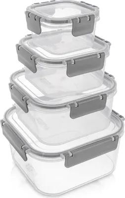 Produktbild von Set mit luftdichten Lebensmittelaufbewahrungsbehältern, 4 Größen, BPA-frei