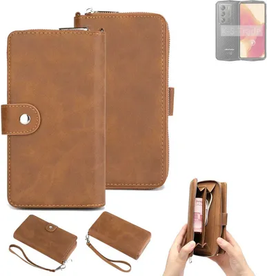 Produktbild von K-S-Trade Handyhülle Schutzhülle kompatibel mit Ulefone Armor 23 Ultra & Portemonnee Tasche Handytasche Case Etui Geldbörse Wallet braun (1x)