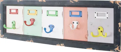 Produktbild von HAKU Wandgarderobe bunt, vintage - Massivholz, Metall, B/H/T: 66x21x5 cm