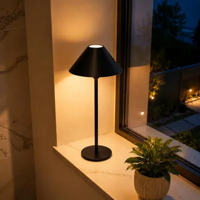 Produktbild von LED Tischlampe kabellos mit Akku - 360° Drehbar Touch Dimmbar Nachttischlampe Modern für Schlafzimmer Wohnzimmer Balkon Deko Kabellose Akku Lampe