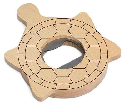Flesopener Schildpattform Holz/Edelstahl 9,7x8x1 cm
