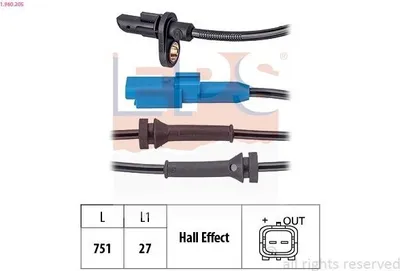 Produktbild von EPS ABS Sensor Raddrehzahl passend für PEUGEOT 2008 Kombi (CU) 1.960.205