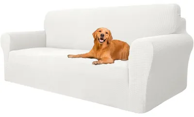 Immagine prodotto di Copertura per divano a 3 posti, elasticizzata, antiscivolo, lavabile, colore bianco, lunghezza 180-230 cm
