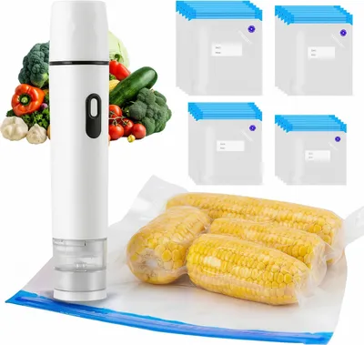 Obrázok produktu pre Vákuová pumpa na vákuové vrecká – prenosné mini ručné zariadenie – dobíjateľné cez USB – elektrické – na skladovanie potravín – biele