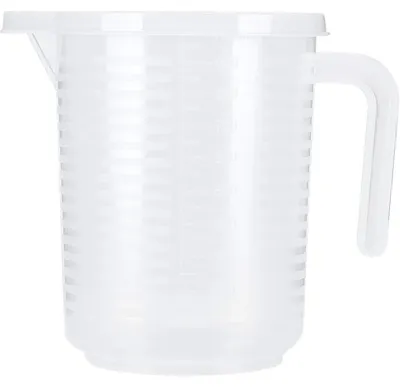 Zdjęcie produktu dla Miarka z tworzywa sztucznego, 1000 ml, przezroczysta, z pokrywką, do kuchni, gotowania i pieczenia