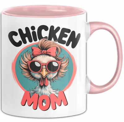 Produktbild von Huhn Tier Bauer Tasse Becher Geschenk Lustige Geschenkidee Spruch Hühnermama (Rosa)