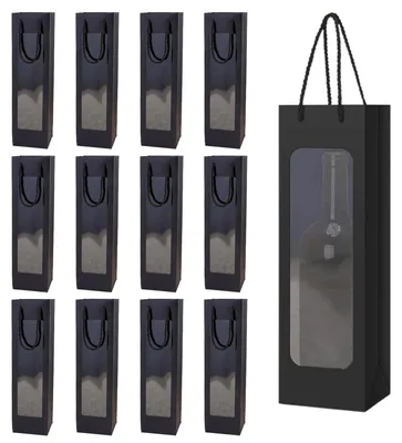 Productafbeelding van Wijnfleszak van kraftpapier, geschenktasje met handvat, 12 stuks, 9,5 x 9 x 35 cm