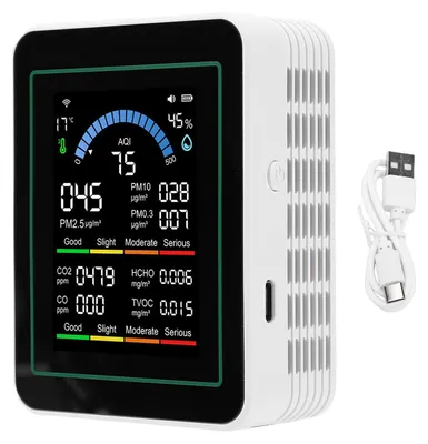 Luftqualitätsmonitor WiFi CO2 TVOC HCHO PM2.5 PM10 Detektor Weiß