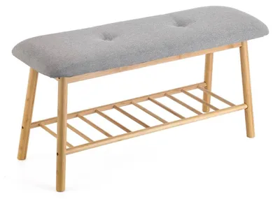 Produktbild von Bambus-Schuhregal mit Sitzfläche, 90 x 30 x 45 cm
