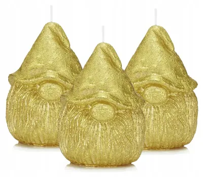 Produktbild von Drobo Set Weihnachts-Kerzen Wichtel Gold 3 Stück