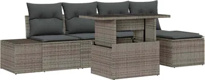 Produktbild von vidaXL Garten-Sofa-Set mit Speicher 6 pcs Grau Poly Rattan