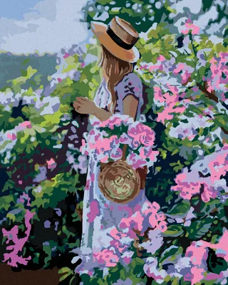 Produktbild von Zuty - Malen nach Zahlen - FRAU MIT HUT BEI BLUMEN, 40x50 cm, ohne Keilrahmen