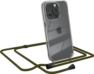 Produktbild von EAZY CASE Handykette kompatibel mit Apple iPhone 15 Pro, Handyhülle mit Umhängeband, Handykordel, Schutzhülle Clear, Band in Grün