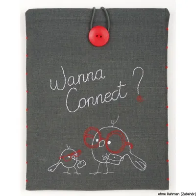 Obrázek produktu pro Ukončený model Vervaco vyšívací balíček I Pad Cover "Wanna connect?", předkreslený vyšívací vzor