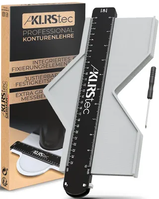 Produktbild von KLRStec® Professional Konturenlehre - Hochwertige Nadelschablone mit Feststeller zum übertragen von Profilen – Contour Gauge mit extra grossem Messbereich (73x258mm)