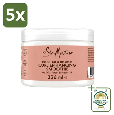 Imagen del producto de 5 x SheaMoisture Crema para definir rizos con aceite de coco y hibisco, 326 ml - Paquete ahorro - 5 unidades
