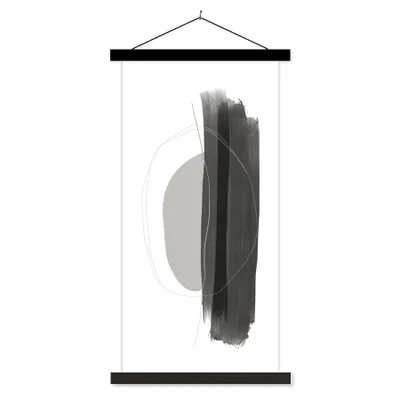 Produktbild von MuchoWow® Textilposter Abstrakt - Malerei - Minimalismus 60x120 cm mit schwarzem Rahmen - Magnete