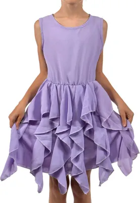 Produktbild von Mädchen Kleid mit breiten Trägern und Volants am Rock Lila 104
