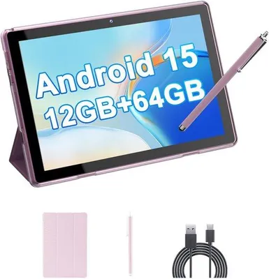 Productafbeelding van 10 inch Android Tablet met Hoes en Stylus - 12GB RAM, 64GB Opslag