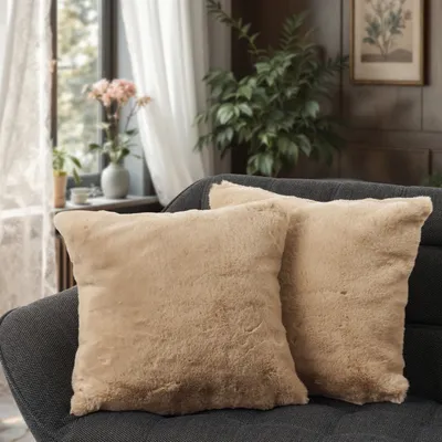 Produktbild von 2er Set Kissenbezug Kunstfell Flauschig Deko Kissen Couchkissen Schlafzimmer Boho