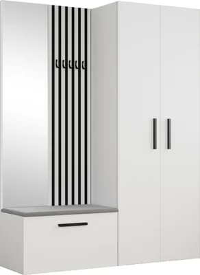 Produktbild von Masseno Garderobe-Set MODULO 160,6/204/40 cm Modern Garderobenschrank Weiß